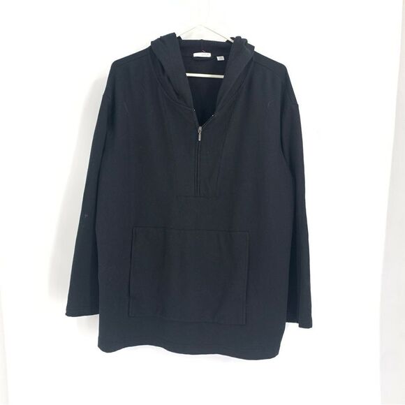 J Jill Pure Jill Size 1X Black Zipper Front Hoodie - Picture 1 of 7